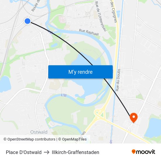 Place D'Ostwald to Illkirch-Graffenstaden map