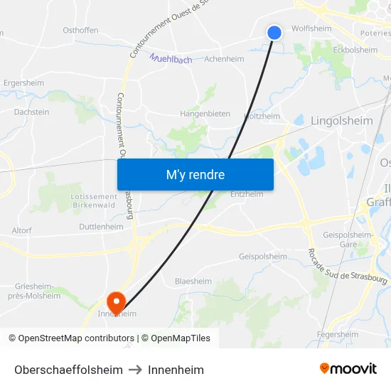Oberschaeffolsheim to Innenheim map