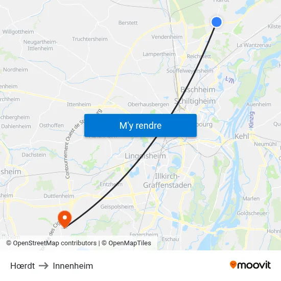 Hœrdt to Innenheim map