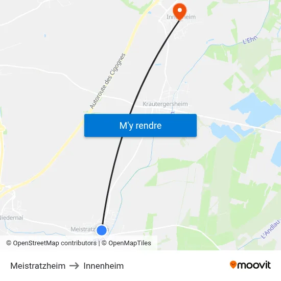 Meistratzheim to Innenheim map