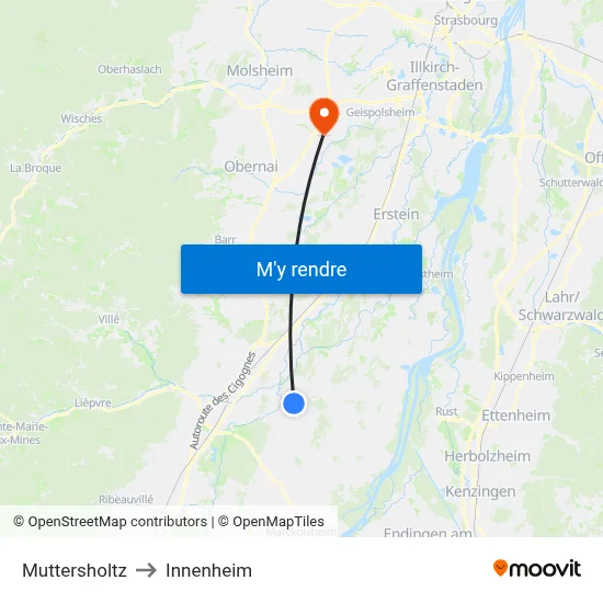 Muttersholtz to Innenheim map