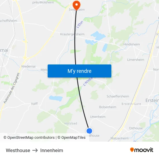 Westhouse to Innenheim map