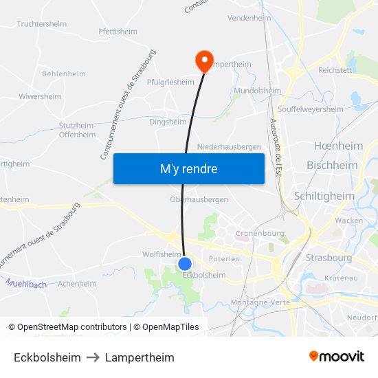 Eckbolsheim to Lampertheim map