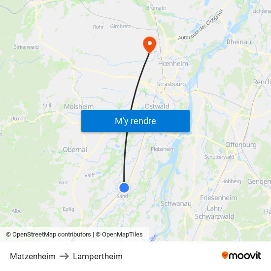 Matzenheim to Lampertheim map