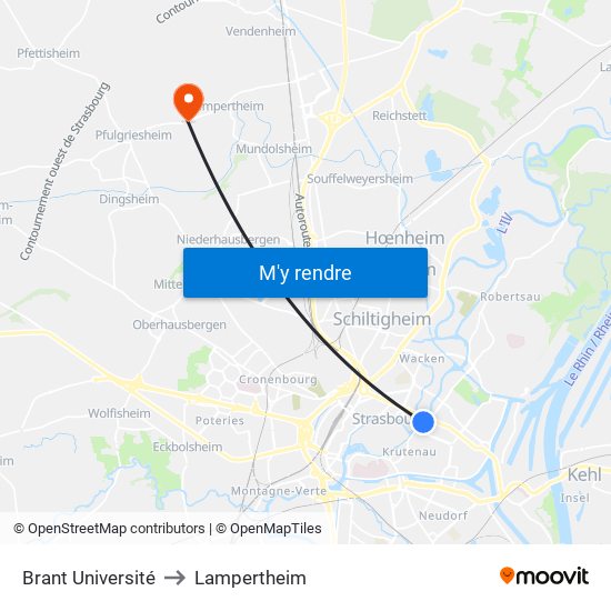 Brant Université to Lampertheim map