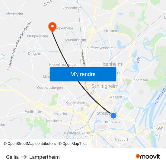Gallia to Lampertheim map
