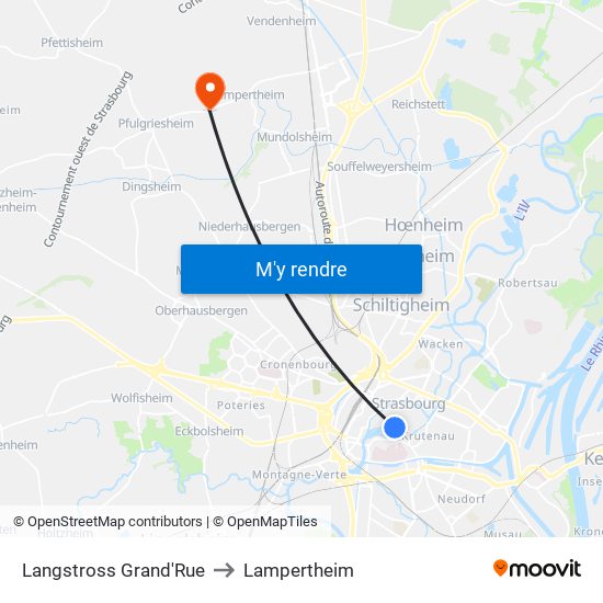 Langstross Grand'Rue to Lampertheim map