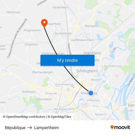 République to Lampertheim map