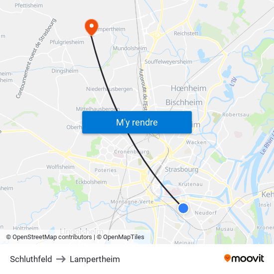 Schluthfeld to Lampertheim map