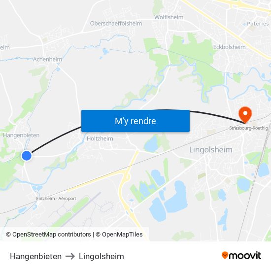 Hangenbieten to Lingolsheim map