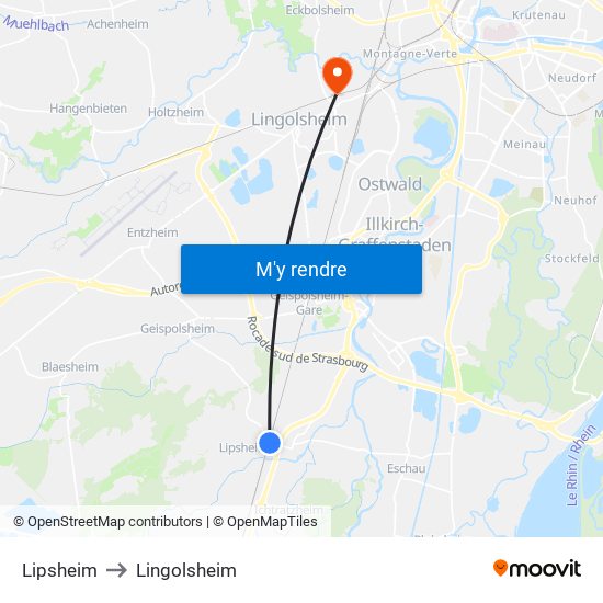 Lipsheim to Lingolsheim map