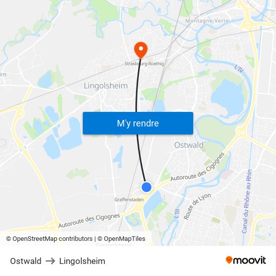 Ostwald to Lingolsheim map