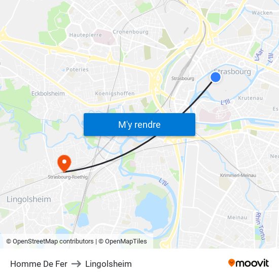 Homme De Fer to Lingolsheim map