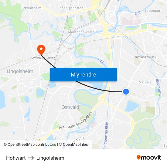 Hohwart to Lingolsheim map
