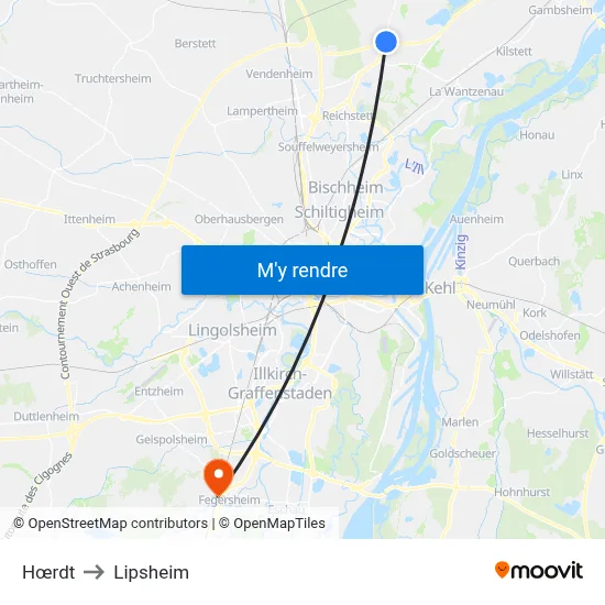Hœrdt to Lipsheim map