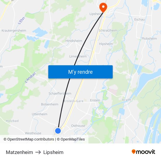 Matzenheim to Lipsheim map