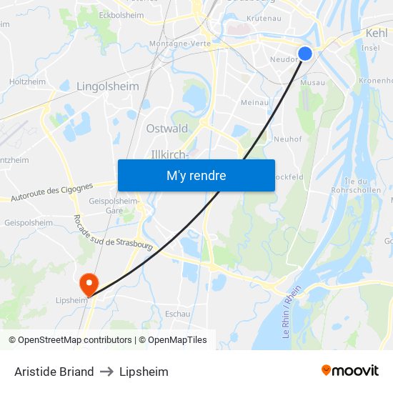 Aristide Briand to Lipsheim map