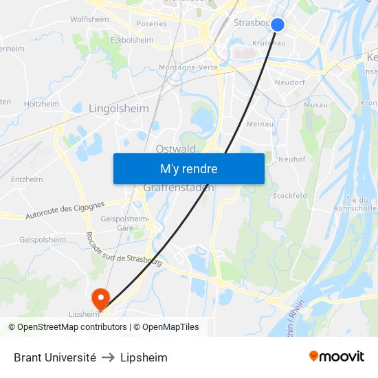 Brant Université to Lipsheim map