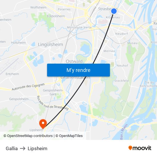 Gallia to Lipsheim map