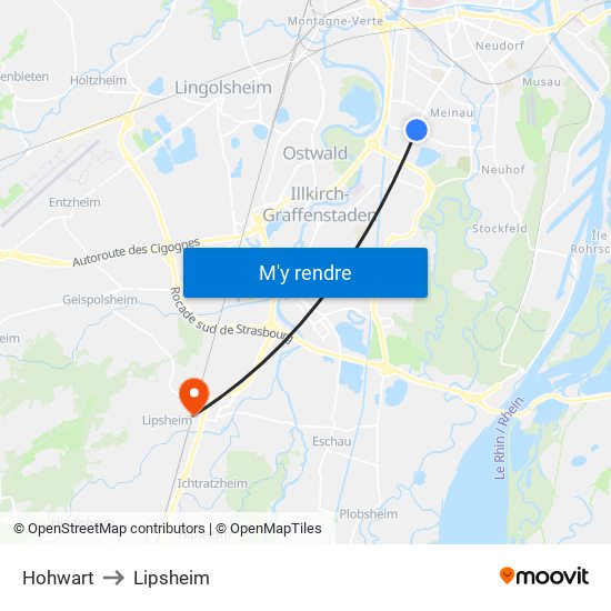 Hohwart to Lipsheim map