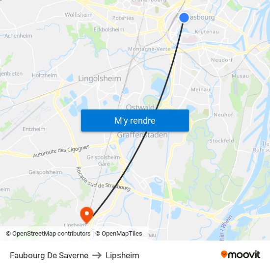 Faubourg De Saverne to Lipsheim map