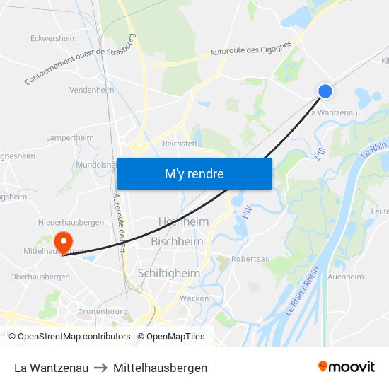 La Wantzenau to Mittelhausbergen map