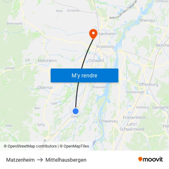 Matzenheim to Mittelhausbergen map