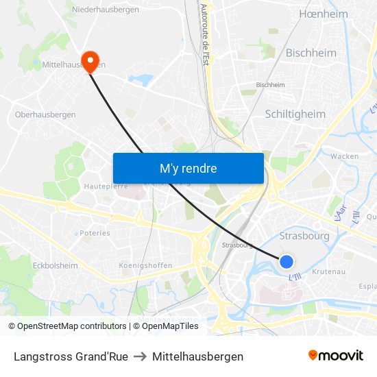 Langstross Grand'Rue to Mittelhausbergen map