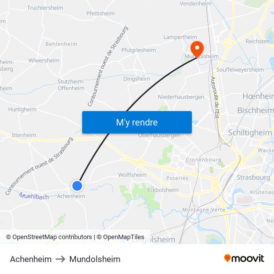 Achenheim to Mundolsheim map