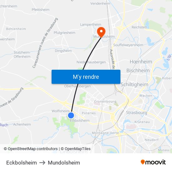 Eckbolsheim to Mundolsheim map