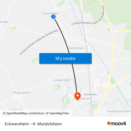 Eckwersheim to Mundolsheim map