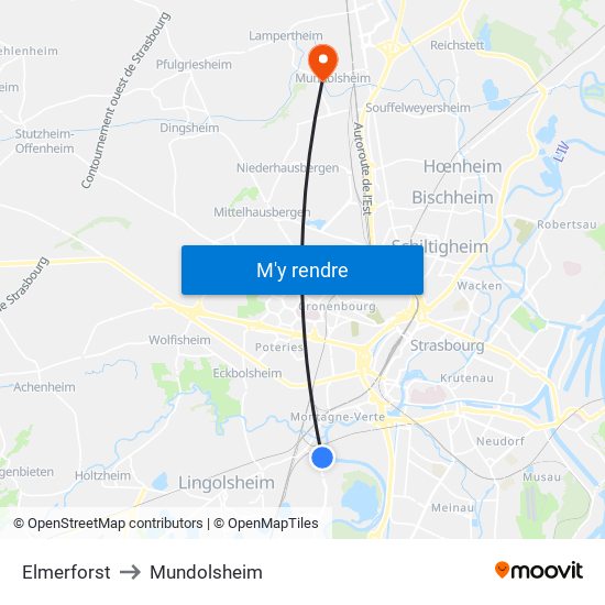 Elmerforst to Mundolsheim map