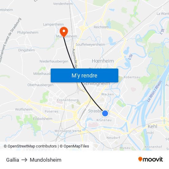 Gallia to Mundolsheim map