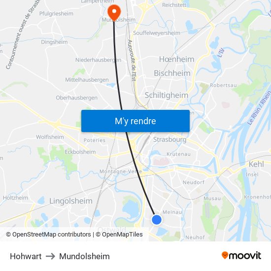 Hohwart to Mundolsheim map