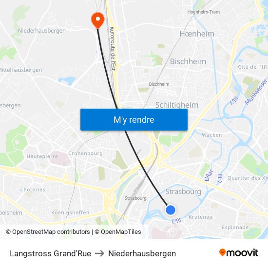 Langstross Grand'Rue to Niederhausbergen map