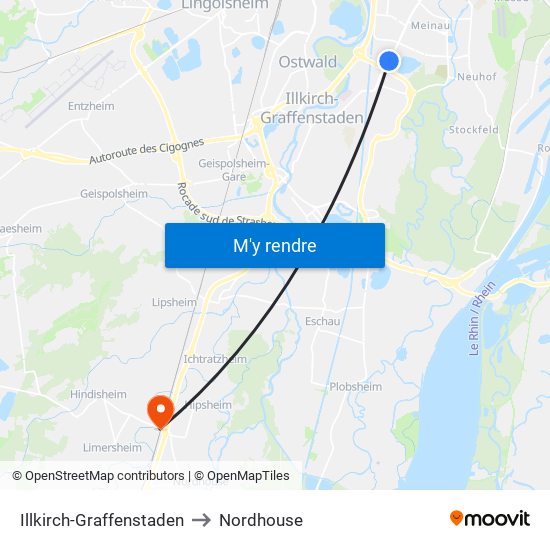 Illkirch-Graffenstaden to Nordhouse map