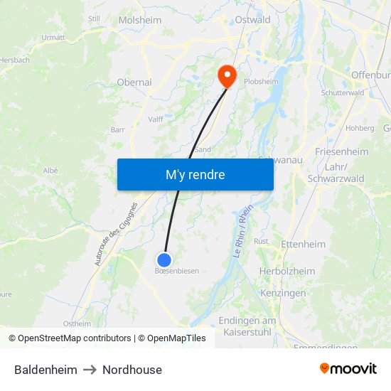 Baldenheim to Nordhouse map