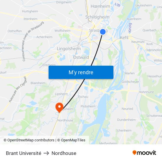 Brant Université to Nordhouse map