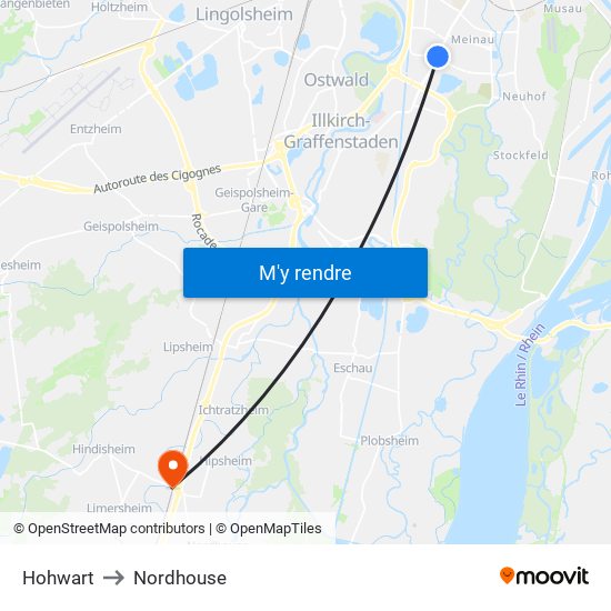 Hohwart to Nordhouse map