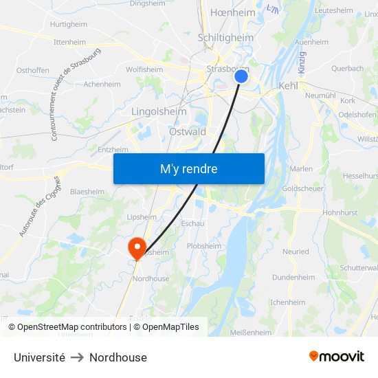 Université to Nordhouse map