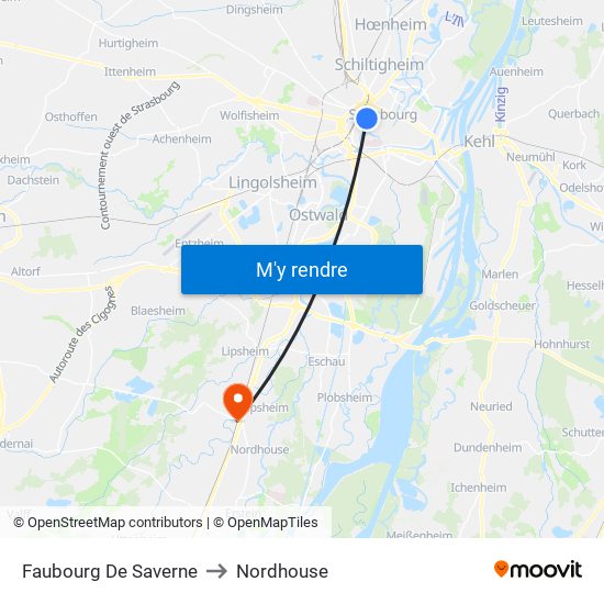 Faubourg De Saverne to Nordhouse map