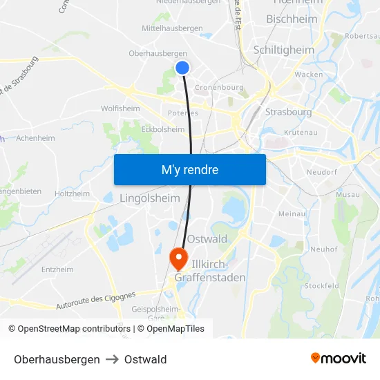 Oberhausbergen to Ostwald map