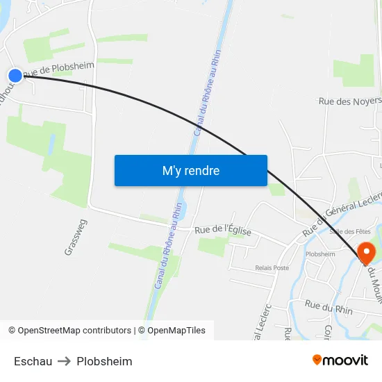 Eschau to Plobsheim map