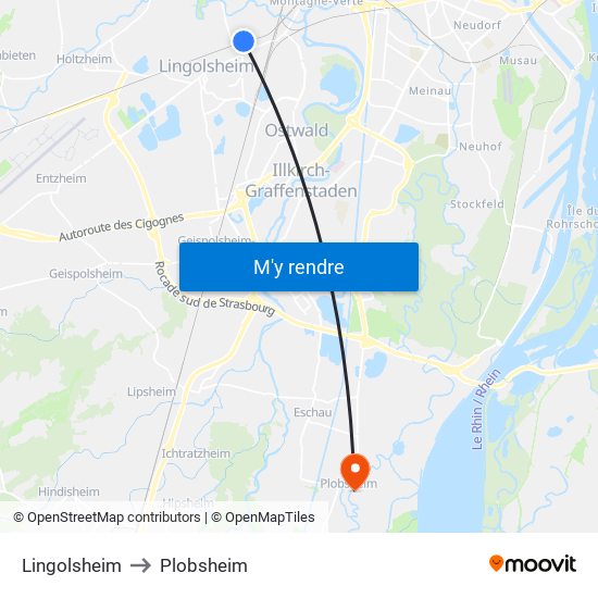 Lingolsheim to Plobsheim map