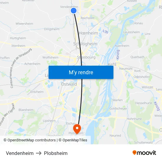 Vendenheim to Plobsheim map