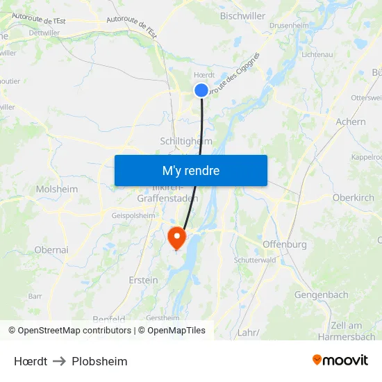 Hœrdt to Plobsheim map