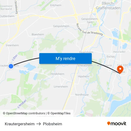 Krautergersheim to Plobsheim map