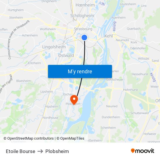 Etoile Bourse to Plobsheim map