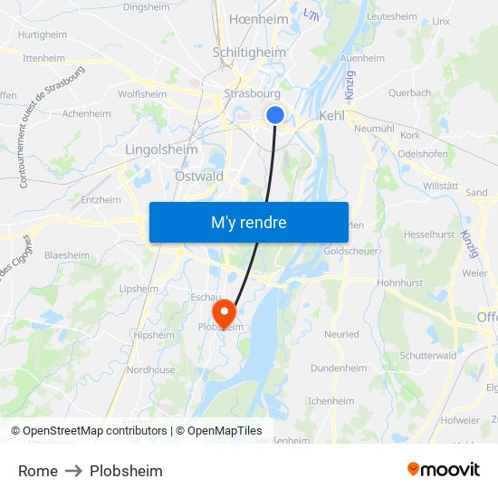 Rome to Plobsheim map