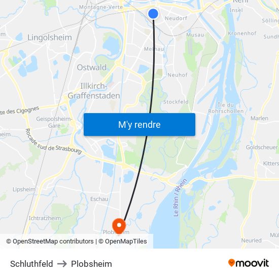 Schluthfeld to Plobsheim map